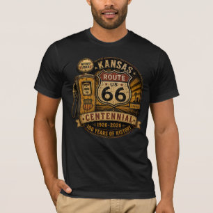 Kansas Route 66 Centennial 1926–2026 Gas Pump T-Shirt