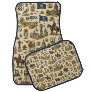 Kansas Route 66 Road Prairie Car Floor Mat