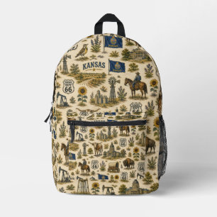 Kansas Route 66 Trail Prairie   Printed Backpack