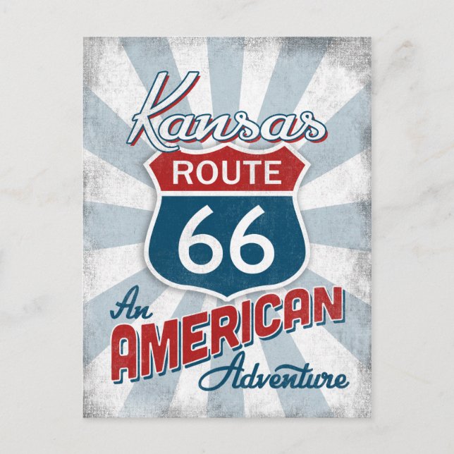 Kansas Route 66 Vintage America Postcard (Front)