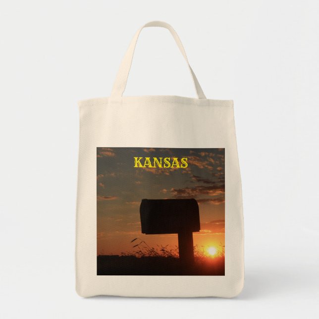Kansas Silhouette Sunset Mail Box Tote Bag (Front)