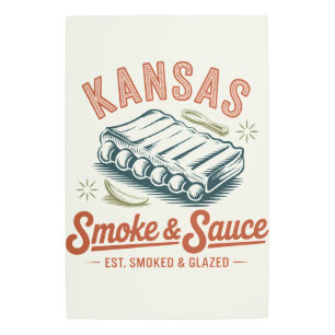 Kansas Smoke & Sauce Metal Art Print