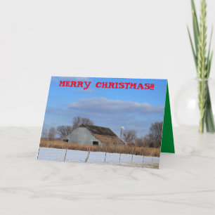 Kansas Snowy pasture with a Barn Holiday Card