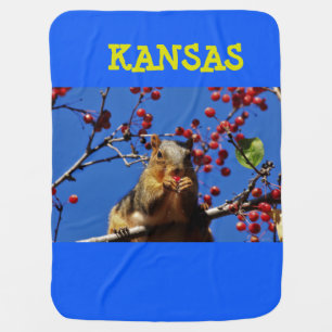 Kansas Squirrel, and Cow Baby Blanket. Blanket
