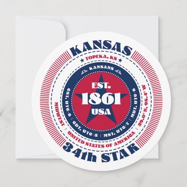 Kansas State Circular Typography Flat Card (Front)