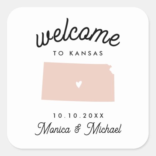 KANSAS State Destination Wedding ANY COLOR   Square Sticker