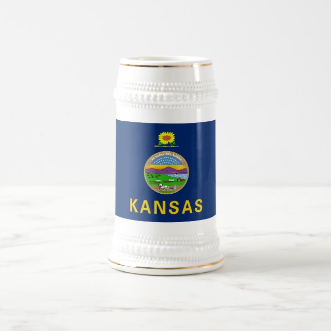 Kansas State Flag Beer Stein (Center)
