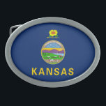 Kansas State Flag Belt Buckle<br><div class="desc">Patriotic Kansas state flag.</div>