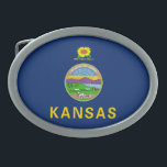 Kansas State Flag Belt Buckle<br><div class="desc">Patriotic Kansas state flag.</div>