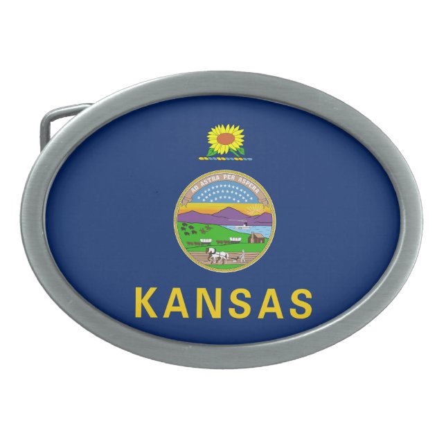 Kansas State Flag Belt Buckle (Front)