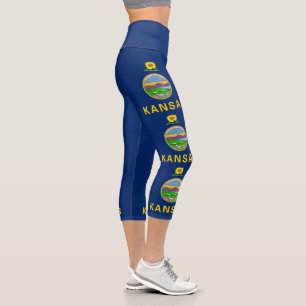 Kansas State Flag Capri Leggings