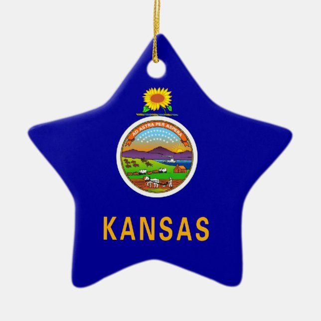 Kansas State Flag Ceramic Ornament (Front)