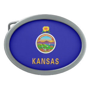 Kansas State Flag Design Belt Buckle