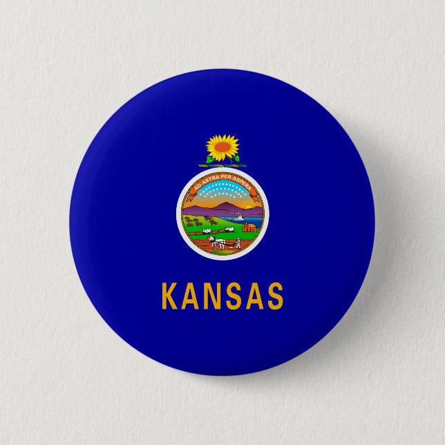 Kansas State Flag Design Button (Front)
