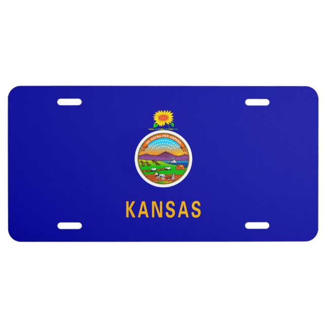 Kansas State Flag Design Decor License Plate (Front)