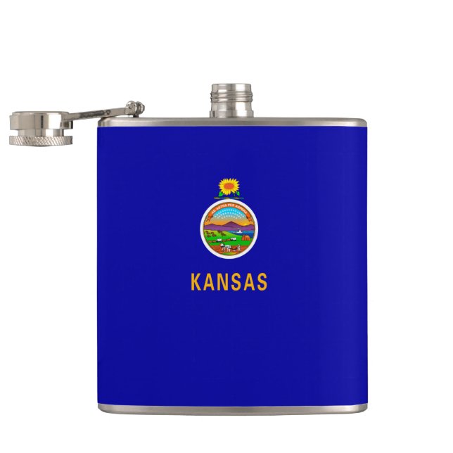 Kansas State Flag Design Flask (Opened)