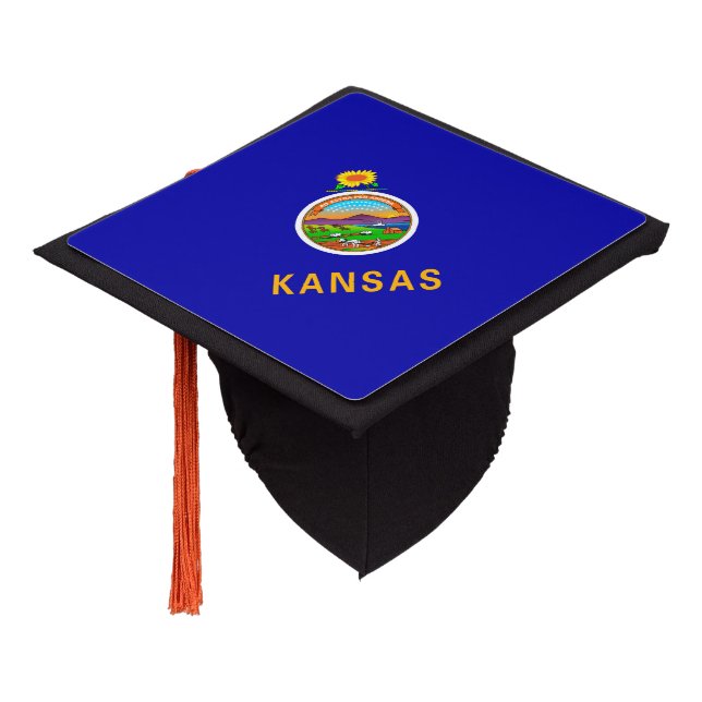 Kansas State Flag Design Graduation Cap Topper (Angled)
