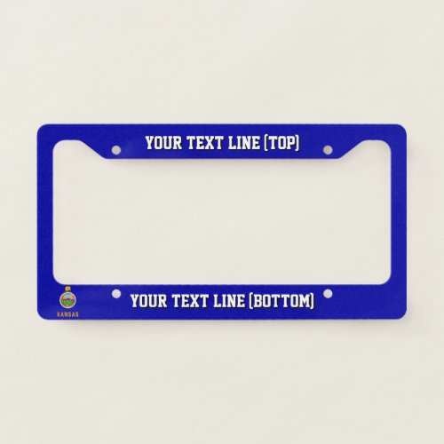 Kansas State Flag Design on a Personalized License Plate Frame