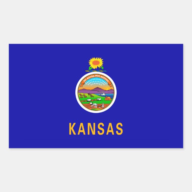 Kansas State Flag Design Rectangular Sticker (Front)