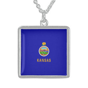 Kansas State Flag Design Sterling Silver Necklace