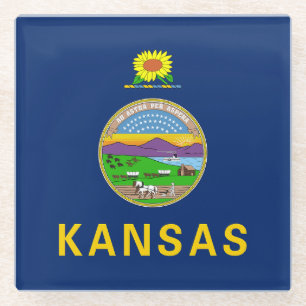 Kansas State Flag Glass Coaster