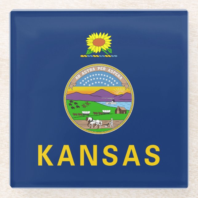 Kansas State Flag Glass Coaster (Front)