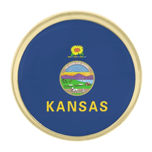 Kansas State Flag Gold Finish Lapel Pin