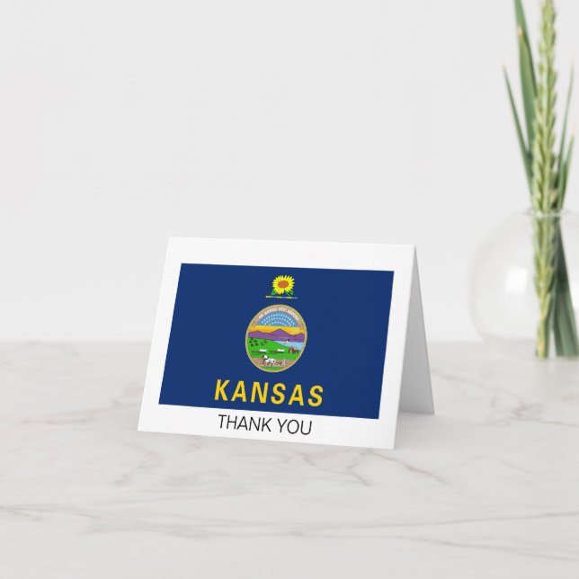 Kansas State Flag Letterpress Thank You Card (Front)