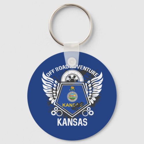 Kansas State Flag Off Road Adventure 4x4 Keychain