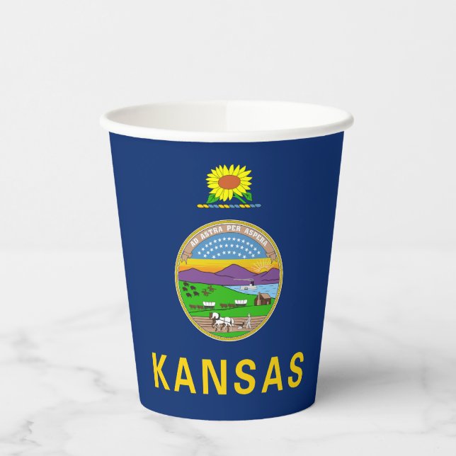 Kansas State Flag Paper Cups (Left)