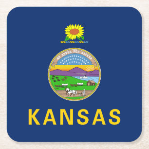 Kansas State Flag Square Paper Coaster