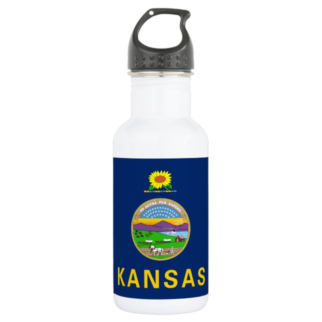 Kansas State Flag Stainless Steel Water Bottle (Front)