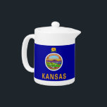 Kansas State Flag Teapot<br><div class="desc">Add a touch of Kansas pride to your tea time with our exclusive teapot featuring the flag of Kansas! Crafted with attention to detail, this teapot is more than just a kitchen essential; it’s a celebration of Kansas’s heritage and cultural pride. The elegant design prominently displays the iconic Kansas state...</div>