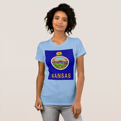 Kansas State Flag Womens Slim Fit T_Shirt