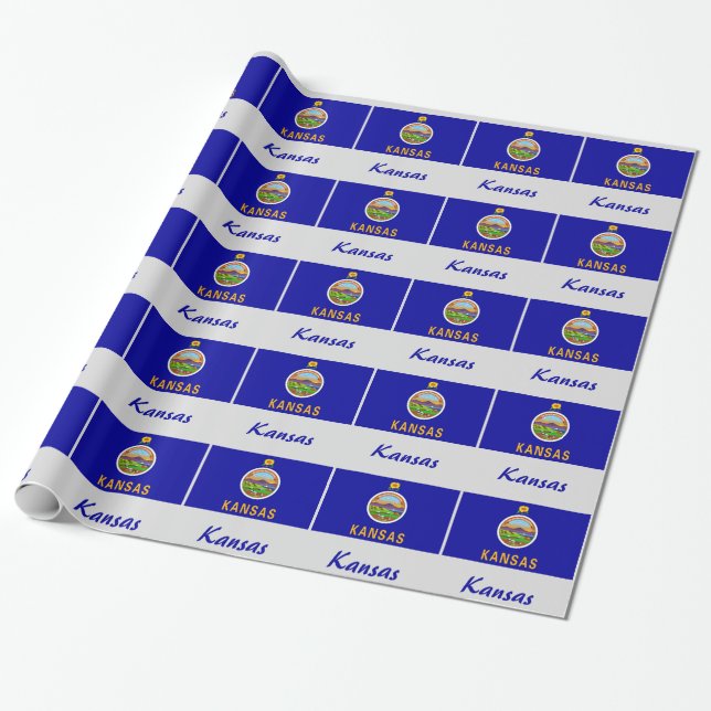 Kansas State Flag Wrapping Paper (Unrolled)