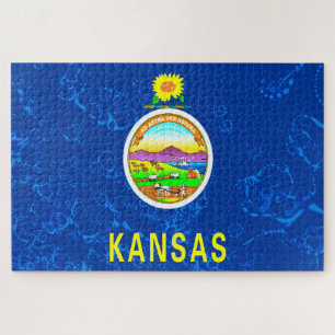 Kansas State Grunge Flag Jigsaw Puzzle