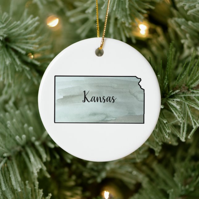 Kansas State Illustration Ceramic Ornament (Tree)
