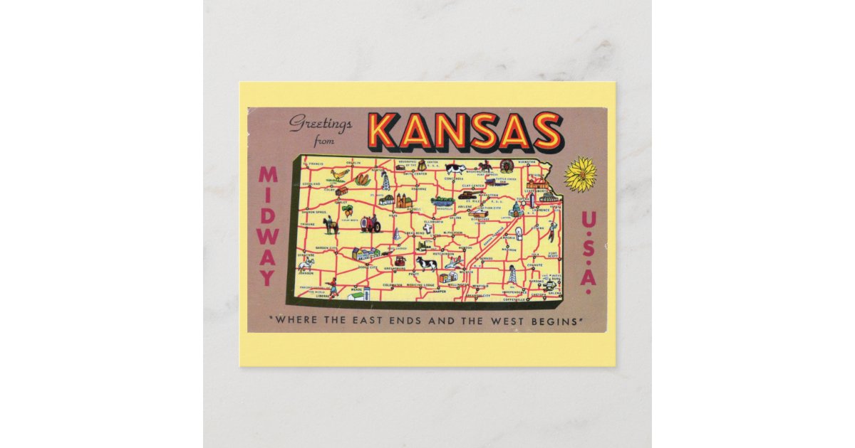 Kansas State Map Postcard | Zazzle