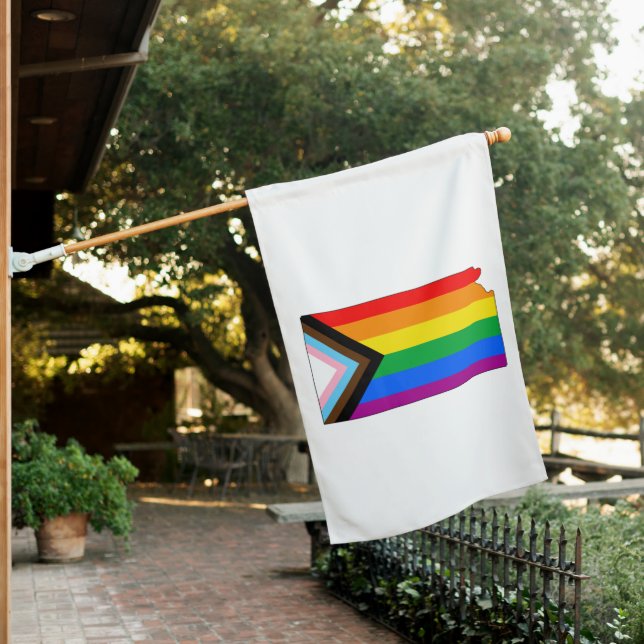 Kansas State Pride LGBTQ Progress Pride House Flag (In SItu)