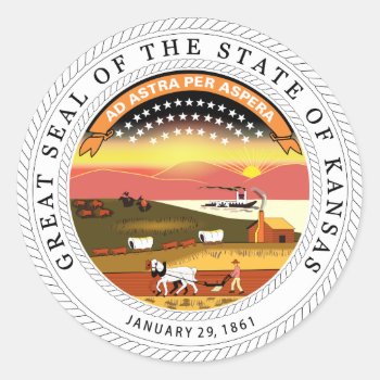 Kansas State Seal Sticker by slowtownemarketplace at Zazzle