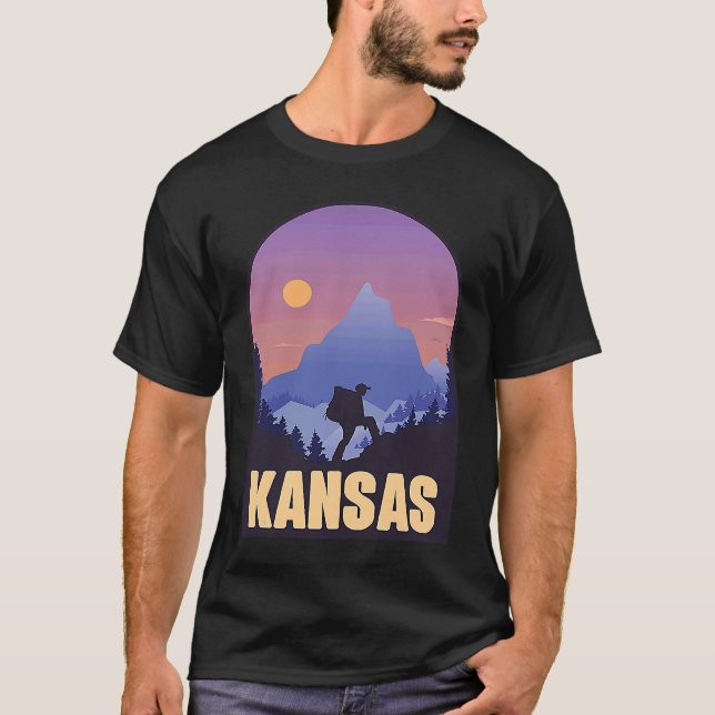 Kansas State USA Hiking Trip Souvenir T-Shirt (Front)