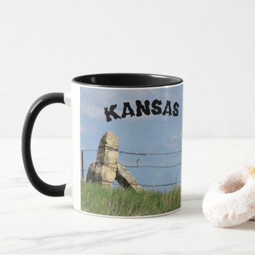 Kansas Stone Post fence with Sky Coffee MugCup Mug