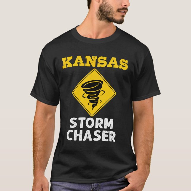 Kansas Storm Chaser Tornado Weather T-Shirt (Front)