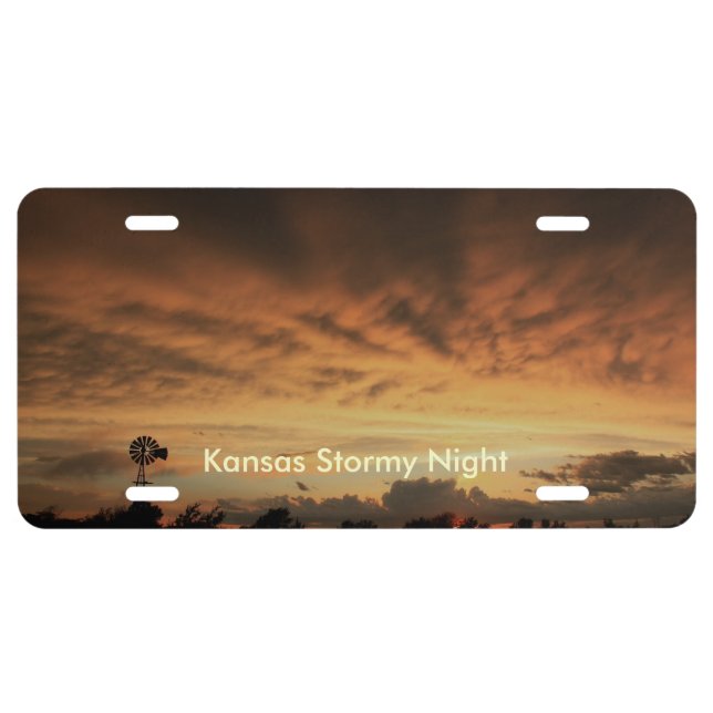 Kansas Stormy Night CAR TAG License Plate (Front)