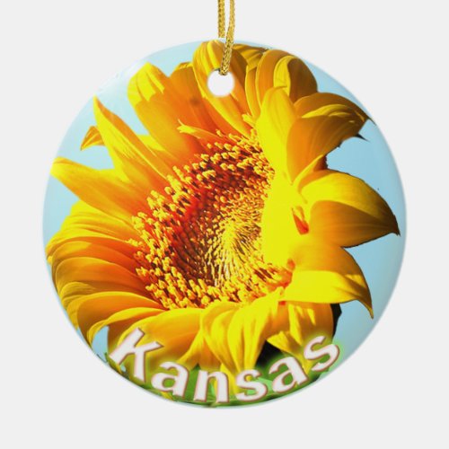 Kansas Sunflower Ceramic Ornament