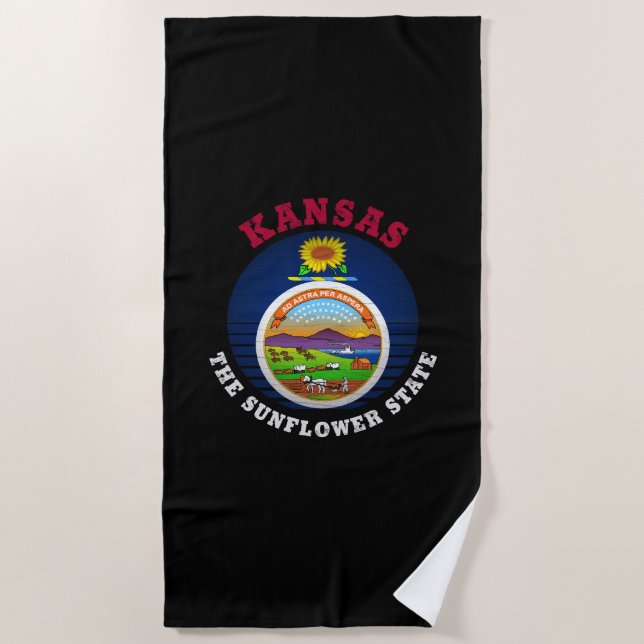 KANSAS SUNFLOWER STATE FLAG BEACH TOWEL (Front)