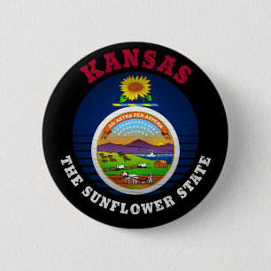 KANSAS SUNFLOWER STATE FLAG BUTTON