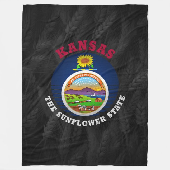 KANSAS SUNFLOWER STATE FLAG FLEECE BLANKET (Front)