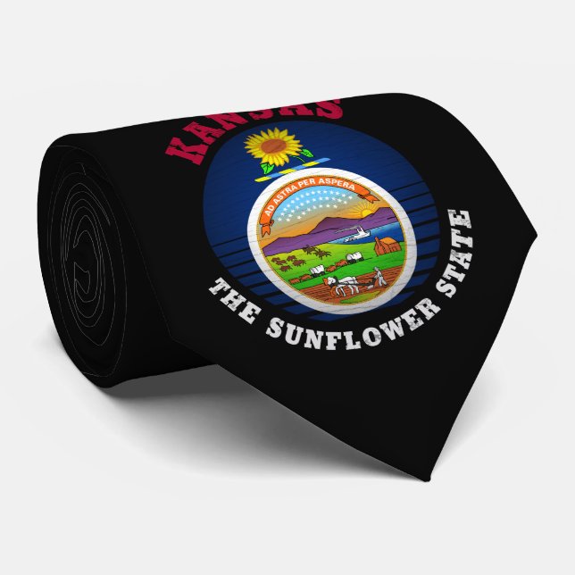 KANSAS SUNFLOWER STATE FLAG NECK TIE (Rolled)