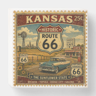 Kansas Sunflower Valley Illustration Wooden Box Sign